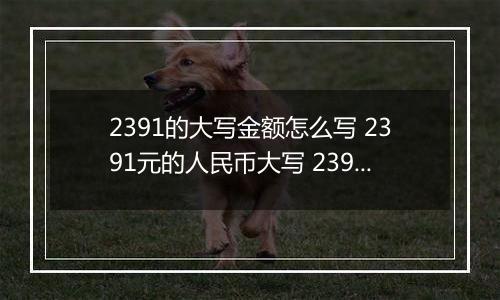 2391的大写金额怎么写 2391元的人民币大写 2391元的数字大写