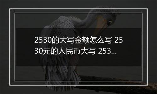 2530的大写金额怎么写 2530元的人民币大写 2530元的数字大写