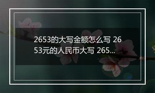 2653的大写金额怎么写 2653元的人民币大写 2653元的数字大写