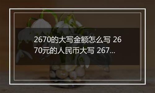 2670的大写金额怎么写 2670元的人民币大写 2670元的数字大写