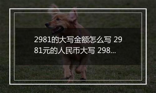 2981的大写金额怎么写 2981元的人民币大写 2981元的数字大写