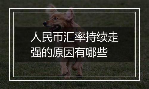 人民币汇率持续走强的原因有哪些