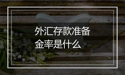 外汇存款准备金率是什么