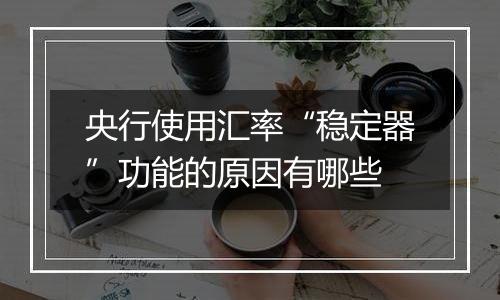 央行使用汇率“稳定器”功能的原因有哪些