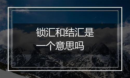 锁汇和结汇是一个意思吗