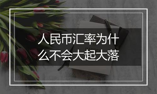 人民币汇率为什么不会大起大落