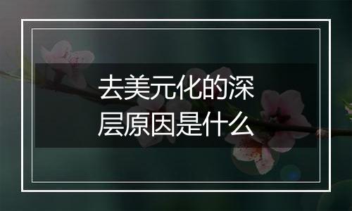 去美元化的深层原因是什么