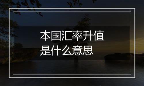 本国汇率升值是什么意思