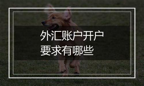 外汇账户开户要求有哪些