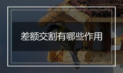 差额交割有哪些作用