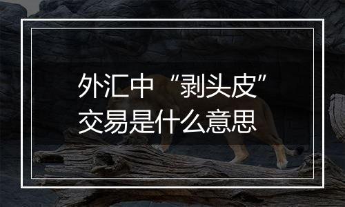 外汇中“剥头皮”交易是什么意思