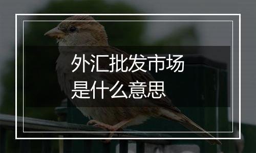 外汇批发市场是什么意思