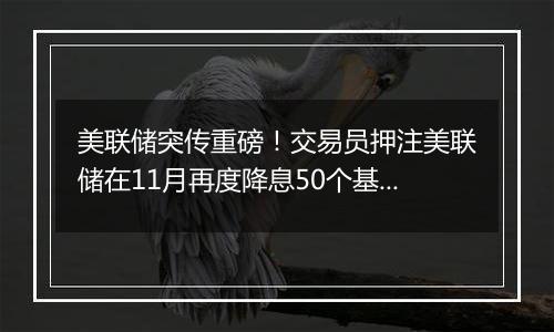 美联储突传重磅！交易员押注美联储在11月再度降息50个基点