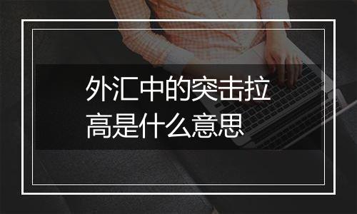 外汇中的突击拉高是什么意思