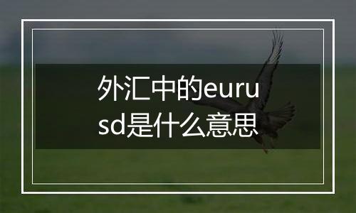 外汇中的eurusd是什么意思