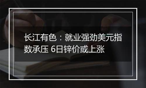 长江有色：就业强劲美元指数承压 6日锌价或上涨