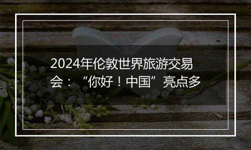 2024年伦敦世界旅游交易会：“你好！中国”亮点多