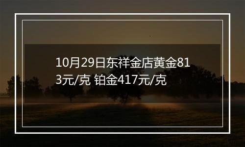 10月29日东祥金店黄金813元/克 铂金417元/克