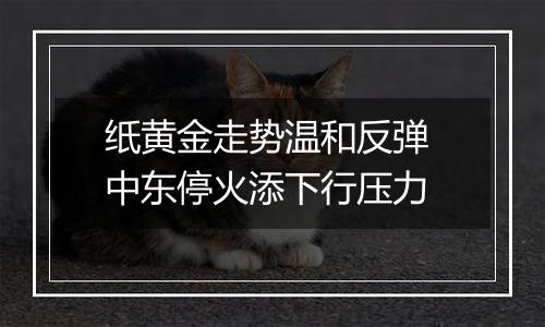 纸黄金走势温和反弹 中东停火添下行压力