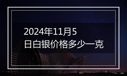 2024年11月5日白银价格多少一克