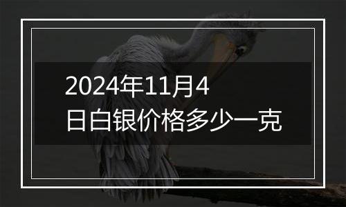 2024年11月4日白银价格多少一克