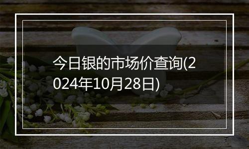 今日银的市场价查询(2024年10月28日)