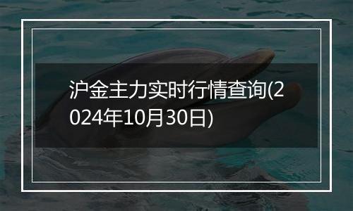 沪金主力实时行情查询(2024年10月30日)