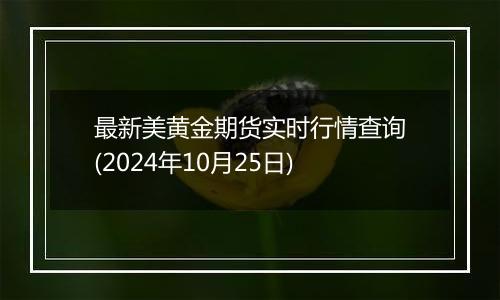 最新美黄金期货实时行情查询(2024年10月25日)