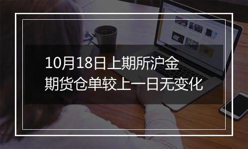 10月18日上期所沪金期货仓单较上一日无变化