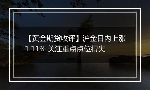 【黄金期货收评】沪金日内上涨1.11% 关注重点点位得失