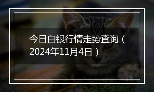 今日白银行情走势查询（2024年11月4日）