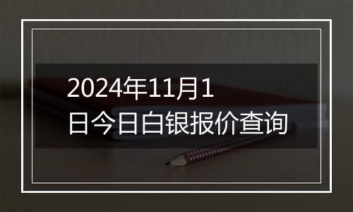 2024年11月1日今日白银报价查询