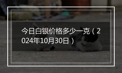 今日白银价格多少一克（2024年10月30日）