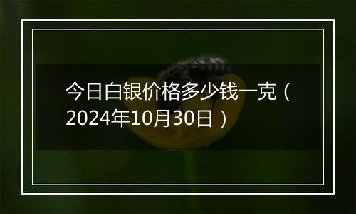 今日白银价格多少钱一克（2024年10月30日）