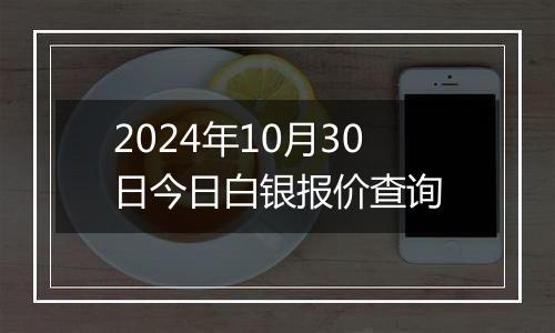 2024年10月30日今日白银报价查询