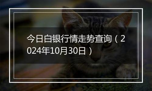 今日白银行情走势查询（2024年10月30日）