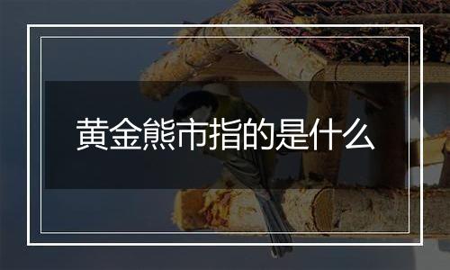 黄金熊市指的是什么