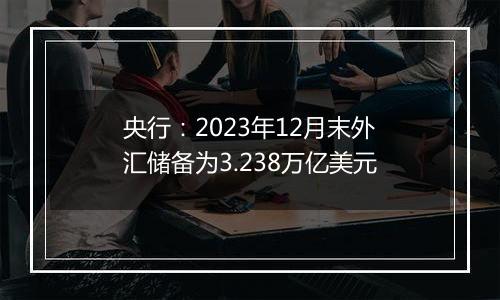 央行：2023年12月末外汇储备为3.238万亿美元