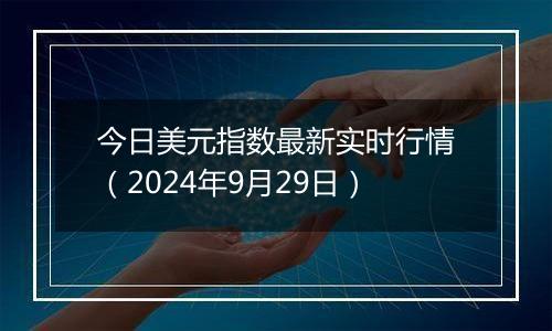 今日美元指数最新实时行情（2024年9月29日）