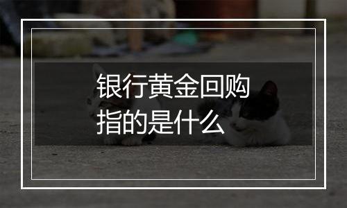 银行黄金回购指的是什么