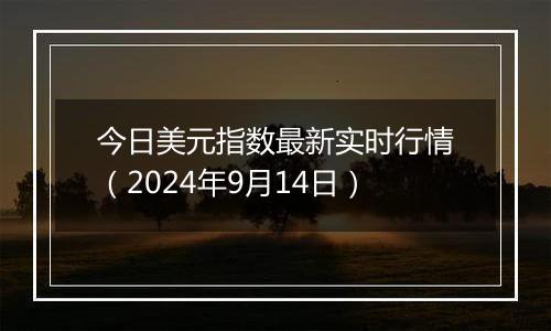 今日美元指数最新实时行情（2024年9月14日）