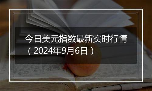 今日美元指数最新实时行情（2024年9月6日）