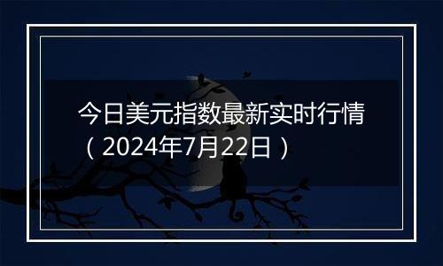 今日美元指数最新实时行情（2024年7月22日）