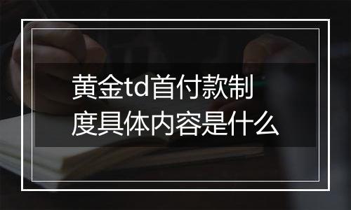 黄金td首付款制度具体内容是什么