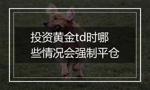 投资黄金td时哪些情况会强制平仓