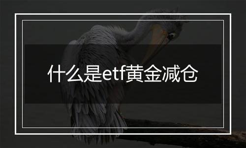 什么是etf黄金减仓