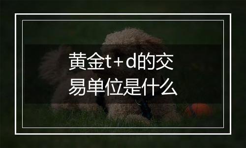 黄金t+d的交易单位是什么