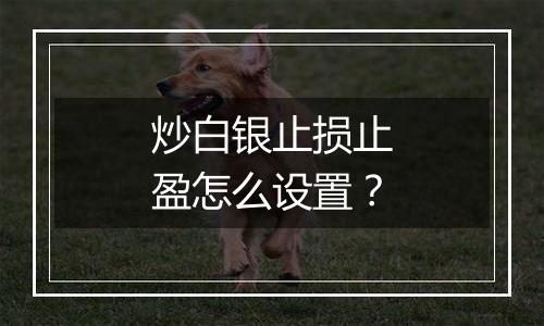 炒白银止损止盈怎么设置？