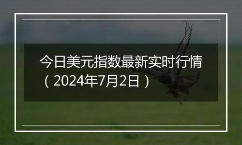 今日美元指数最新实时行情（2024年7月2日）