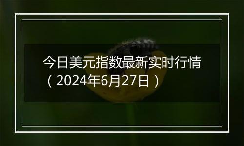 今日美元指数最新实时行情（2024年6月27日）